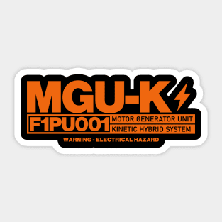 MGU-K F1 Hybrid Power Unit Orange Design Sticker